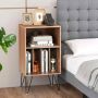 Vinyl record stand, 3 levels, 4 partitions, Brown, 48 × 88 × 40 cm