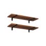Wall shelf set 60 x 20 x 7 cm., 2 pieces, brown/black