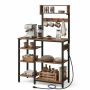 Кухонная полка Relaxdays, с 2 розетками „Schuko“, 2 USB-портами и 4 крючками, 82 × 151 × 40 см