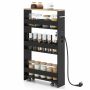 Kitchen trolley, 4-tier, Black, 47.5 × 80.5 × 13 cm