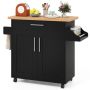 Kitchen trolley with tabletop and adjustable shelf, black