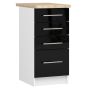 Кухонный шкаф OLIWIA S40, 4 ящика, белый/чёрный, 40 × 85 × 46 см
