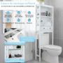 Bathroom shelf, Above the toilet, 3 shelves, 2 drawers, White, 60 × 165 × 20.5 cm