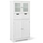 Bathroom cabinet, 4 doors, 2 drawers, White, 60 × 128 × 30 cm