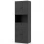 Bathroom cabinet, 4 doors, 1 drawer, open compartment, Black, 60 × 35 × 171.5 cm