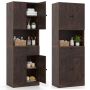 Bathroom cabinet, 4 doors, 1 drawer, open compartment, Brown, 60 × 35 × 171.5 cm