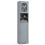 Bathroom cabinet, Tall, narrow, 5 shelves, Gray/white, 40 × 170.5 × 30 cm