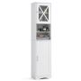 Bathroom cabinet, Tall, narrow, 5 shelves, Gray/white, 40 × 170.5 × 30 cm