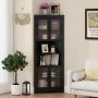 Bathroom cabinet, corner, 2 cabinets and 2 shelves, Black, 66 × 171 × 35 cm