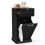 Bathroom cabinet, With 30 l laundry basket, White, 40 × 82 × 37 cm