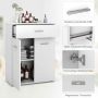Bathroom cabinet, with doors and drawer, White, 60 × 82 × 29 cm