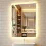 Bathroom mirror LED, Horizontal or vertical installation, Silver color, 80 × 60 × 3 cm