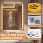 Bathroom Mirror, Rectangular LED, Silver, 70 × 50 × 3 cm