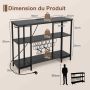 Wine rack, 15 bottles, 6 glasses, Grey, 113 × 85 × 35 cm
