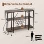 Wine rack, 15 bottles, 6 glasses, Brown, 113 × 85 × 35 cm