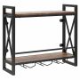 Wine rack, 2 shelves, 3 glass holders, 59.7 × 54.6 × 20.3 cm