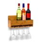 Винная полка Relaxdays, для 4 бутылок, 4 держателя для бокалов, 37 × 17 × 11,5 см