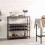 Wine rack, 5-tier, 4 glass holders, 101.6 × 101.6 × 35.56 cm