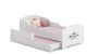Children's double bed Anna with mattress and safety barrier 164x85x63 / 145x80x15cm, a princess sleeps here