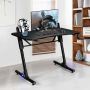 Gaming Table, Adjustable Height with LED Lighting, Black, 43.5 × 23.5 × 27/30/33 inches