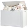 Toy Box, Hinged Lid, White, 76.2 × 48.26 × 40.64 cm