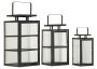 Lanterns Andromeda, 3 pcs, Black, 25.5 × 50 × 25 cm; 20.5 × 40 × 20 cm; 15.3 × 29.5 × 15.3 cm
