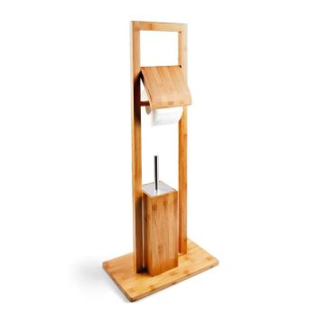 Держатель для туалетной бумаги с ёршиком 82x36x21 см., светло-коричневый/серебристый цвет