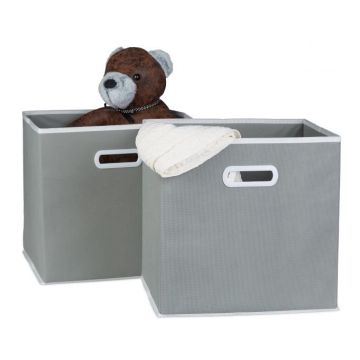 Komplektis 2 kokkupandavat karpi 30x30x30cm., hall/kreem värv