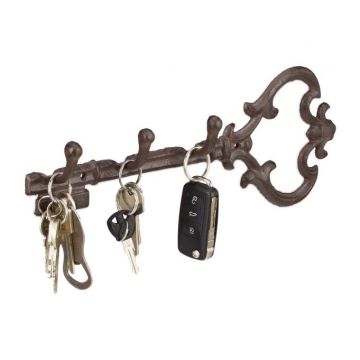 Полка настенная для ключей 12,5х33х4,5см., коричневая