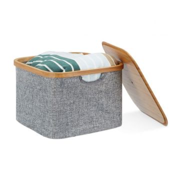 Kaanega hoiukott 25x33x33cm., hall/helepruun