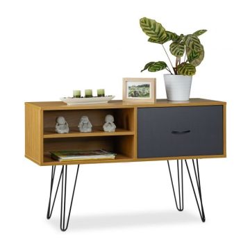 Комод с 1 отделением 62x100x38см., серый/светло-коричневый/черный