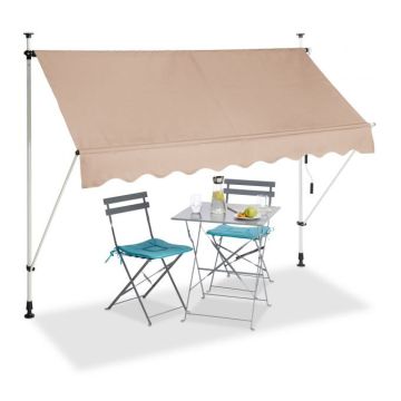 Automaatne ülestõstetav varikatus 250x120cm, beež/valge/must