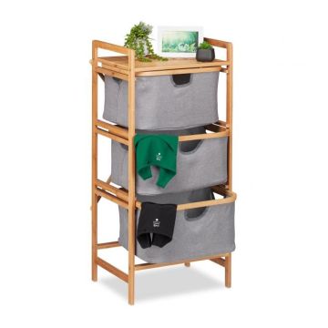 Vannitoa riiul pesukorviga 96x44x34,5cm., hall/helepruun