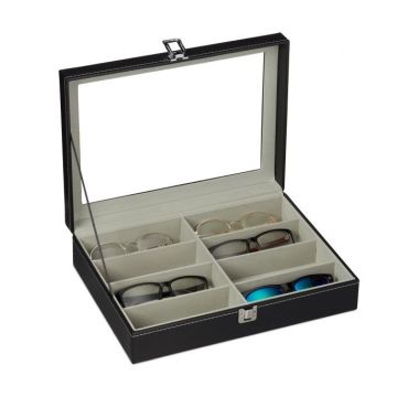 Коробка для очков с 8 отделениями 8,5х33,5х24,5см., телесный/черный
