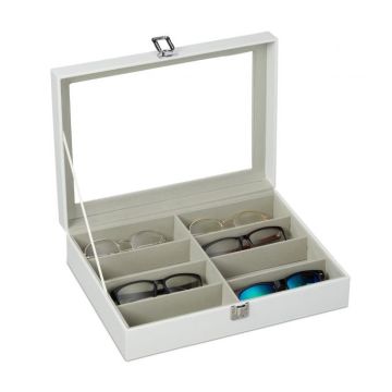 Коробка для очков с 8 отделениями 8,5х33,5х24,5см., телесный/белый