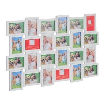 Коллаж из 24 фотографий 61,5x91x2см., белый