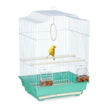 Клетка для птиц 49,5x35x32см., цвет голубой/мятный.
