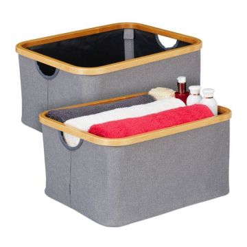Komplektis 2 kokkupandavat kasti 22,5x45,5x35,5cm, hall/helepruun/must