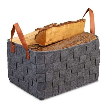 Kokkupandav sangadega kott 26x40x30cm., tumehall/pruun värv