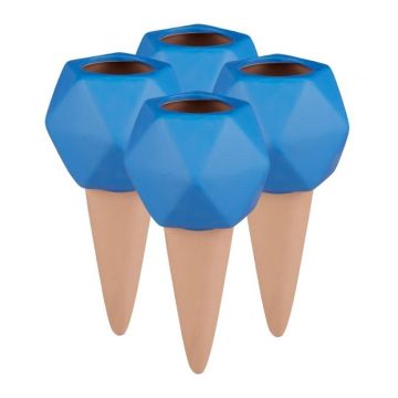 Набор из 4 шариков для полива растений 19x9,5см., светло-коричневый/синий