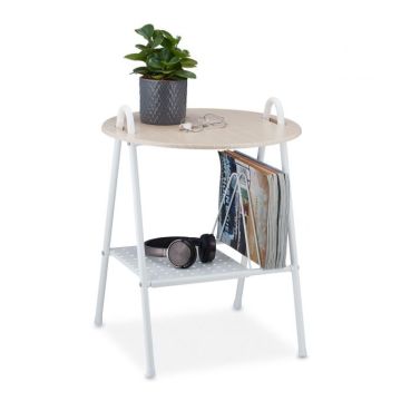 Abilaud ajakirjariiuliga 55x45x45cm., valge/helepruun