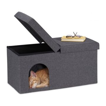 Складной домик для кошки 38,5x74,5x37 см., серый/черный