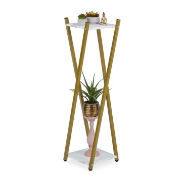 Lillealus 2 riiuliga 99x29x29cm., kuldne/valge