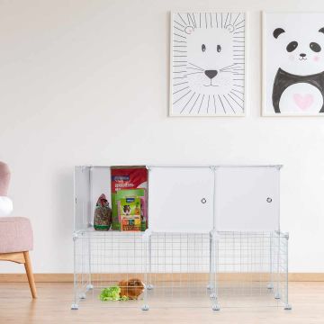 Näriliste aedik 3 kastiga 72x110x75cm., valge värv