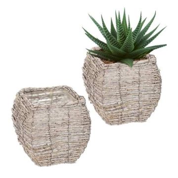 Komplektis 2 aiapotti 20x20x20cm., helepruun/valge
