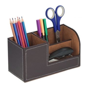 Kirjutusvahendite organiseerija 11x20x9,5 cm., tumepruuni värvi