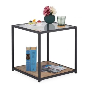 Läbipaistev abilaud riiuliga 50x50x50cm., must/helepruun