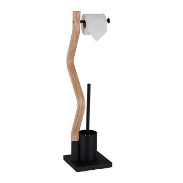 Держатель для туалетной бумаги с ёршиком 75x18,5x18,5 см., чёрный/светло-коричневый