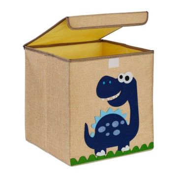 Kokkupandav kast kaanega 33x33x33cm., beež/tumesinine/helesinine