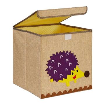 Kokkupandav kast kaanega 33x33x33cm., beež/kollane/lilla